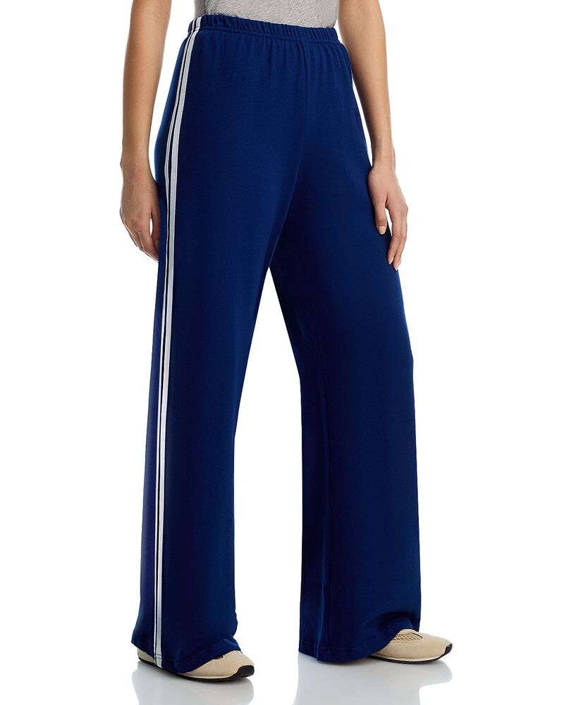 アクア レディース ボトムス 心地好いズボン下 ワイドレッグ スウェットパンツ AQUA Simone Side Stripe Wide Leg Sweatpants - Exclusive Tide/ White 白いこと