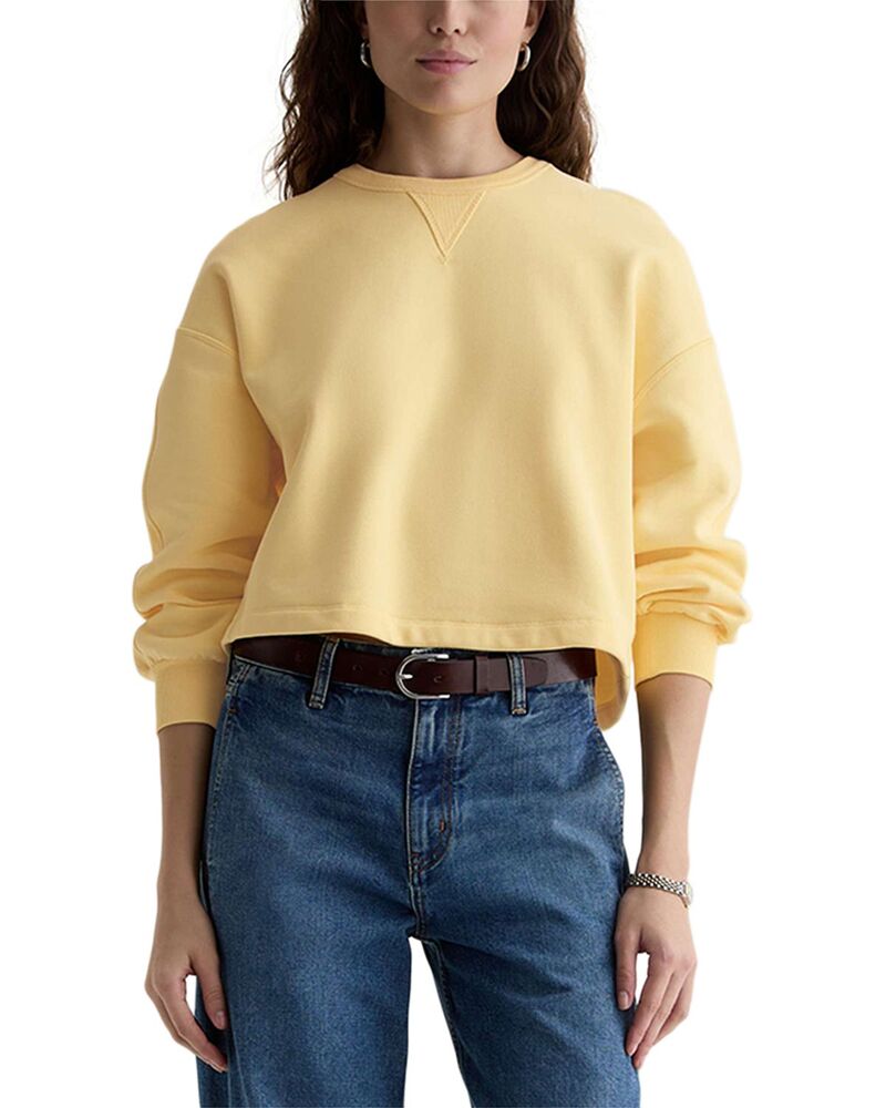 エージー レディース アウター パーカー・スウェット クルーネック シャツ クロップド AG Roselle Crewneck Cropped Sweatshirt Sunlight Yellow イエロー｜ReVida 店