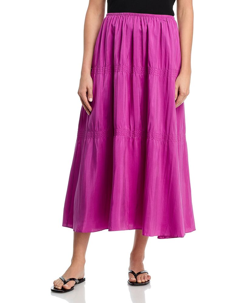 エイリーンフィッシャー レディース ボトムスカート ティアード シャーリング Eileen Fisher Smocked Tiered Skirt Grape グレープ