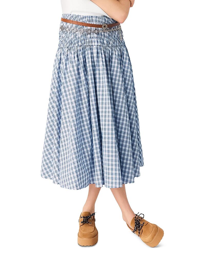 マージュ レディース ボトムスカート コットン マキシ Maje Rhinestone Cotton Maxi Skirt Blue Check Print ブルー｜ReVida 店 52,080円