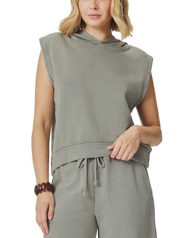 スプレンディット レディース アウター パーカー・スウェット パイル ノースリーブ Splendid Greta Terry Sleeveless Hoodieucalyptus