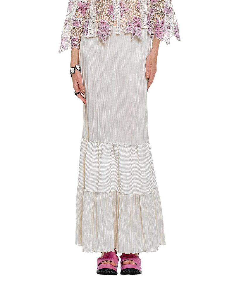 アナスイ レディース ボトムスカート ティアード マキシ Anna Sui Plisse Tiered Maxi Skirt Cream クリーム 57,090円