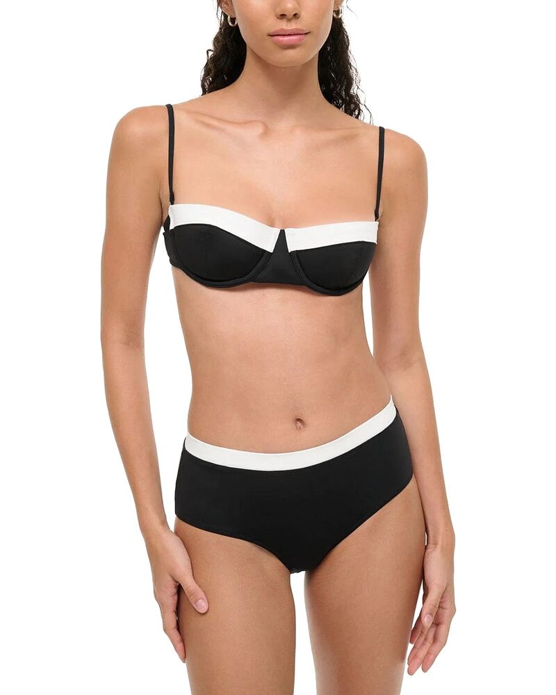 スタウド レディース 水着 トップのみ STAUD Jo Balconette Bikini Top & Devon High Rise Bikini Bottom Black/White ホワイト