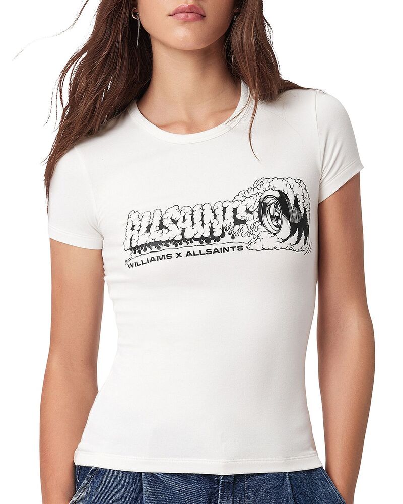 オールセインツ レディース トップス Tシャツ ALLSAINTS Burnout Stevie Tee Ashen White ホワイト