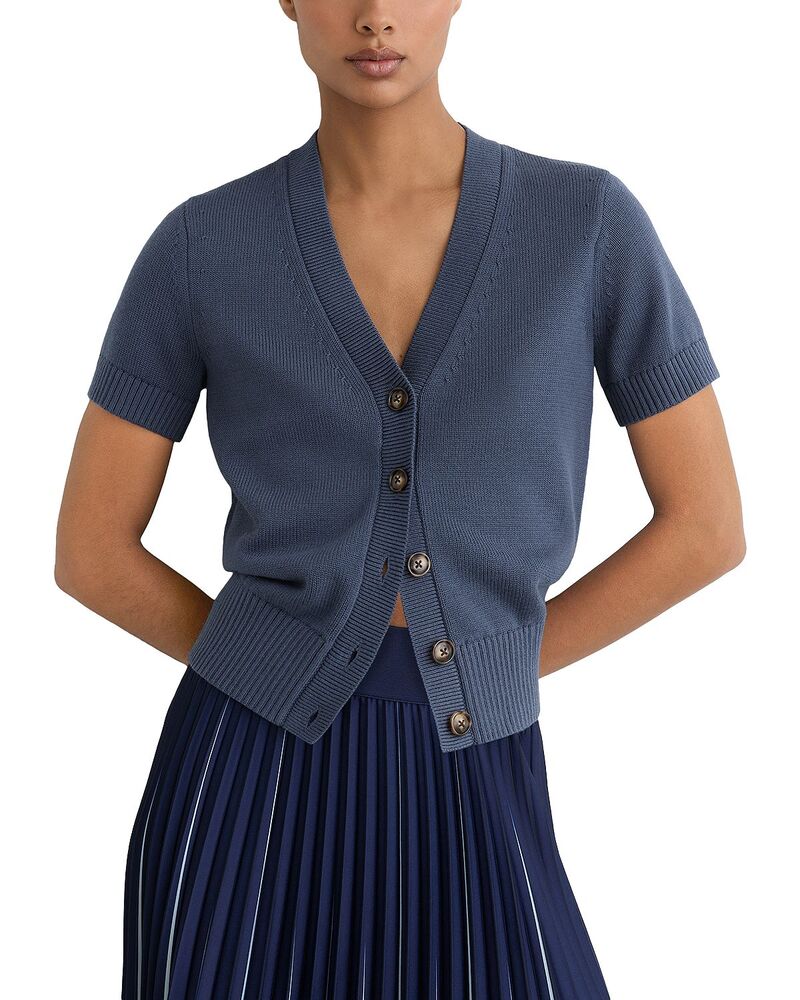 レイス レディース アウター ジレー V素っ首 REISS Anya V Neck Cardigan Blue 青み