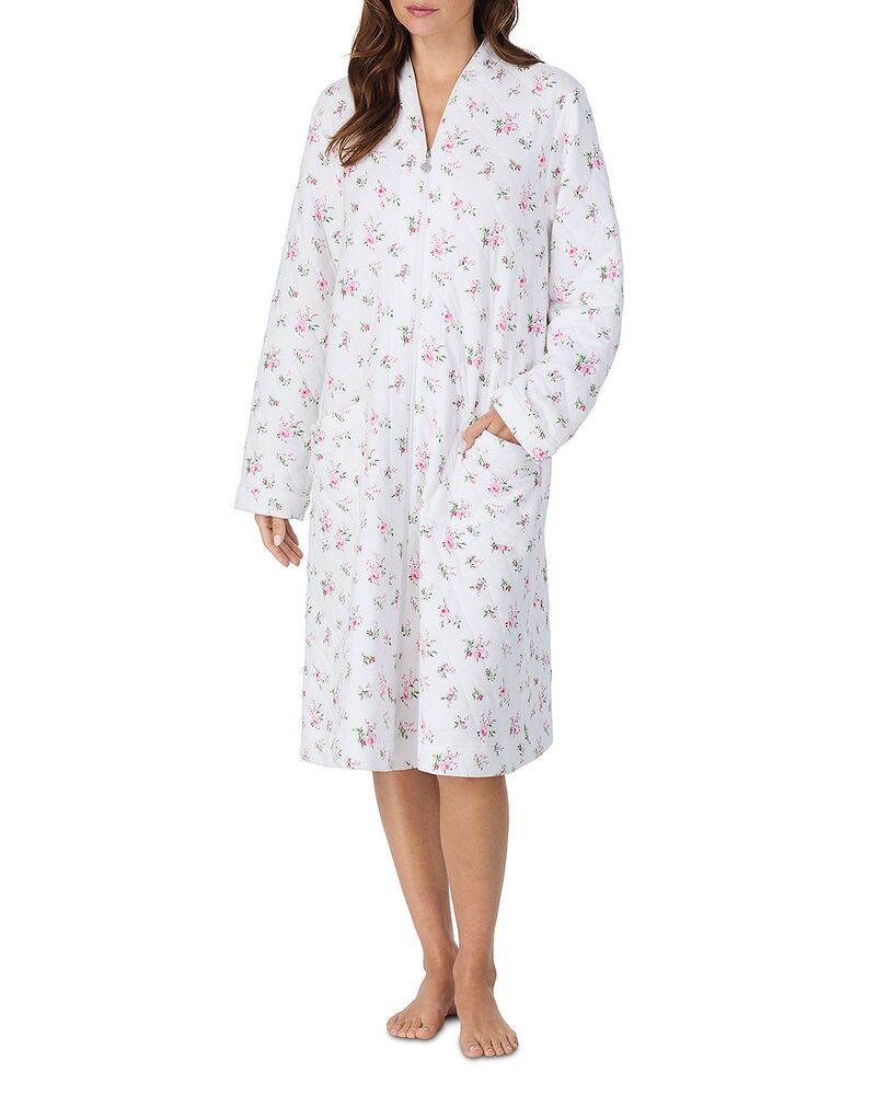 エイレーンウェスト レディース アンダー御召しもの ナイト爵御召しもの Eileen West Diamond Jacquard Quilt Zip Front Robe Pink Bouqet サクラ色