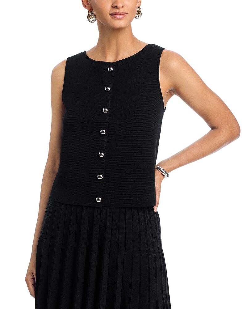 ラファイエットワンフォーエイト レディース アウター 編み物・スウェーター より良い Lafayette 148 New York Button Front Sweater Vest Black 黒いこと