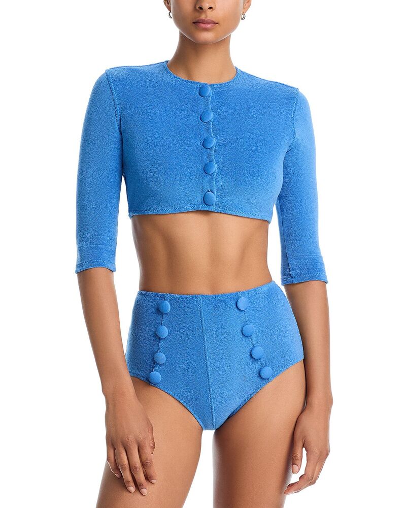 リサマリーフェマンデス レディース アウター カーディガン Lisa Marie Fernandez Cardigan Swim Cover-Up Sky Blue Terry Cloth ブルー