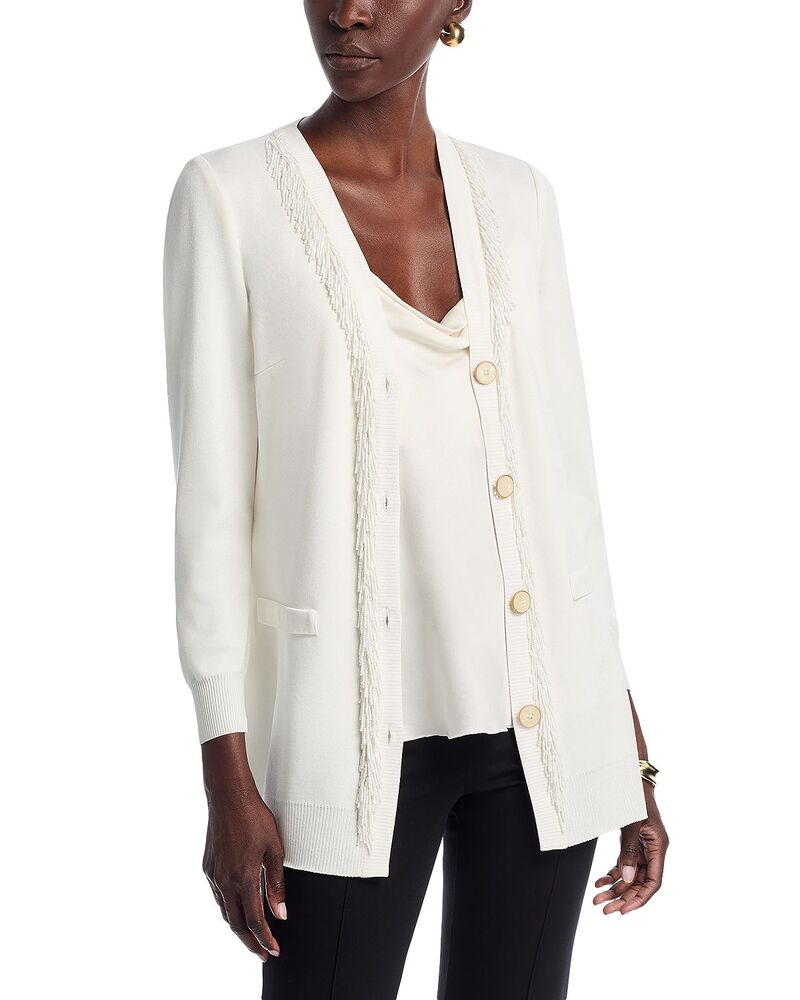 ミソック レディース アウター カーディガン セーター ニット Misook Wrinkle Resistant Knit Cardigan Sweater White ホワイト｜ReVida 店