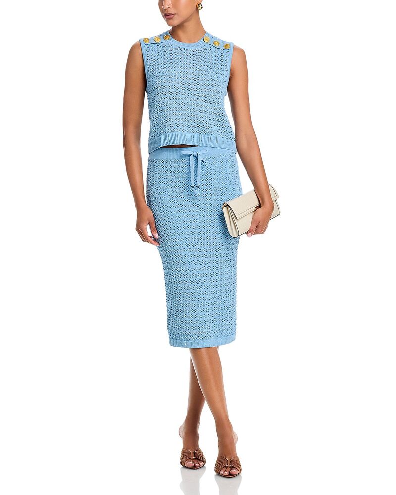 ラジャンス レディース ボトムスカート レース L'AGENCE Max Pointelle Top & Lacen Skirt Pale Blue ブルー