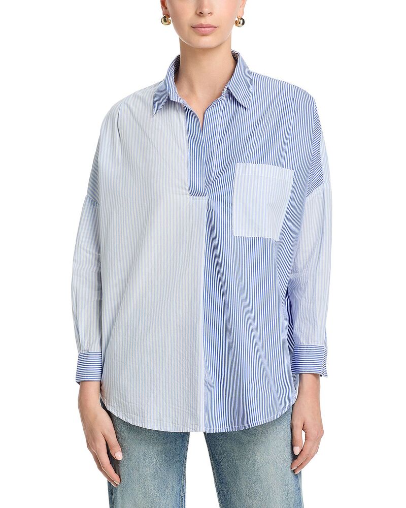 フレンチコネクション レディース トップス シャツ FRENCH CONNECTION Striped Popover Shirt Linen/Navy ネイビー