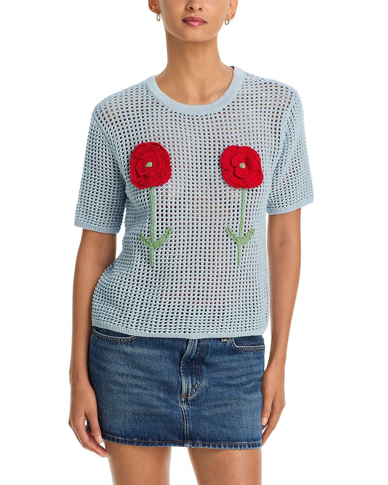 アクア レディース トップス シャツ ニット AQUA Knit Crochetrim Tops - Exclusive Blue ブルー