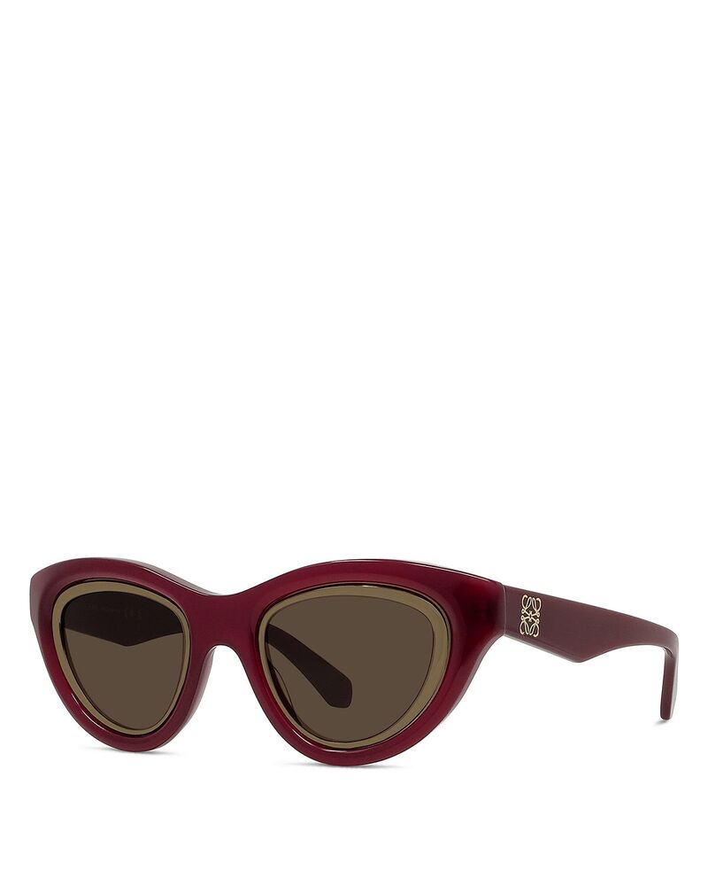 ロエベ レディース 佩び物 サングラス・アイウェア Loewe Cat Eye Sunglasses 53粍 opaline bordeaux brown 赤銅色