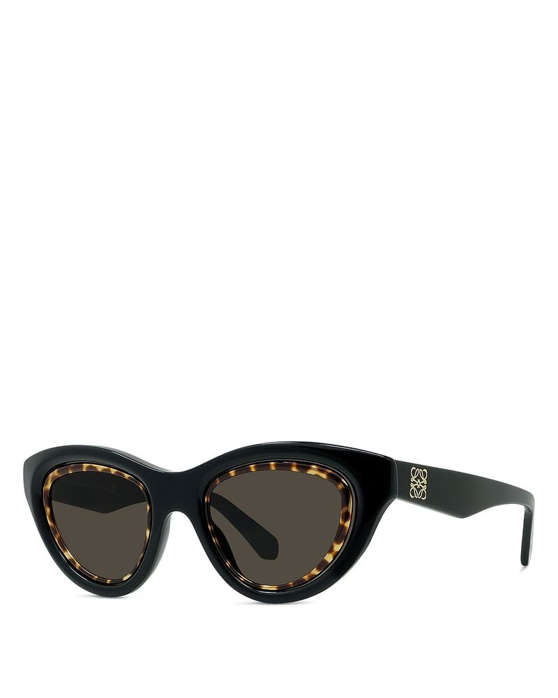 ロエベ レディース 付属物 サングラス・アイウェア Loewe Cat Eye Sunglasses 53粍 Shiny black solid brown 黒いこと