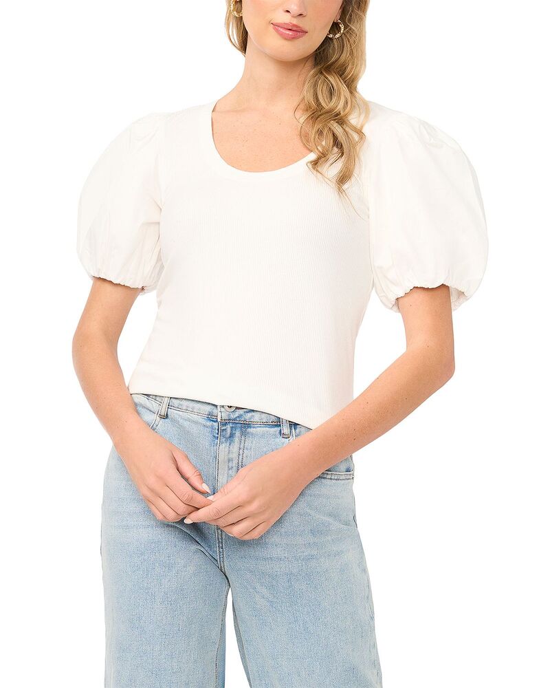 ワンステイト レディース トップス シャツ ニット 1.STATE Combo Knit Puff Sleeve Top New Ivory アイボリー