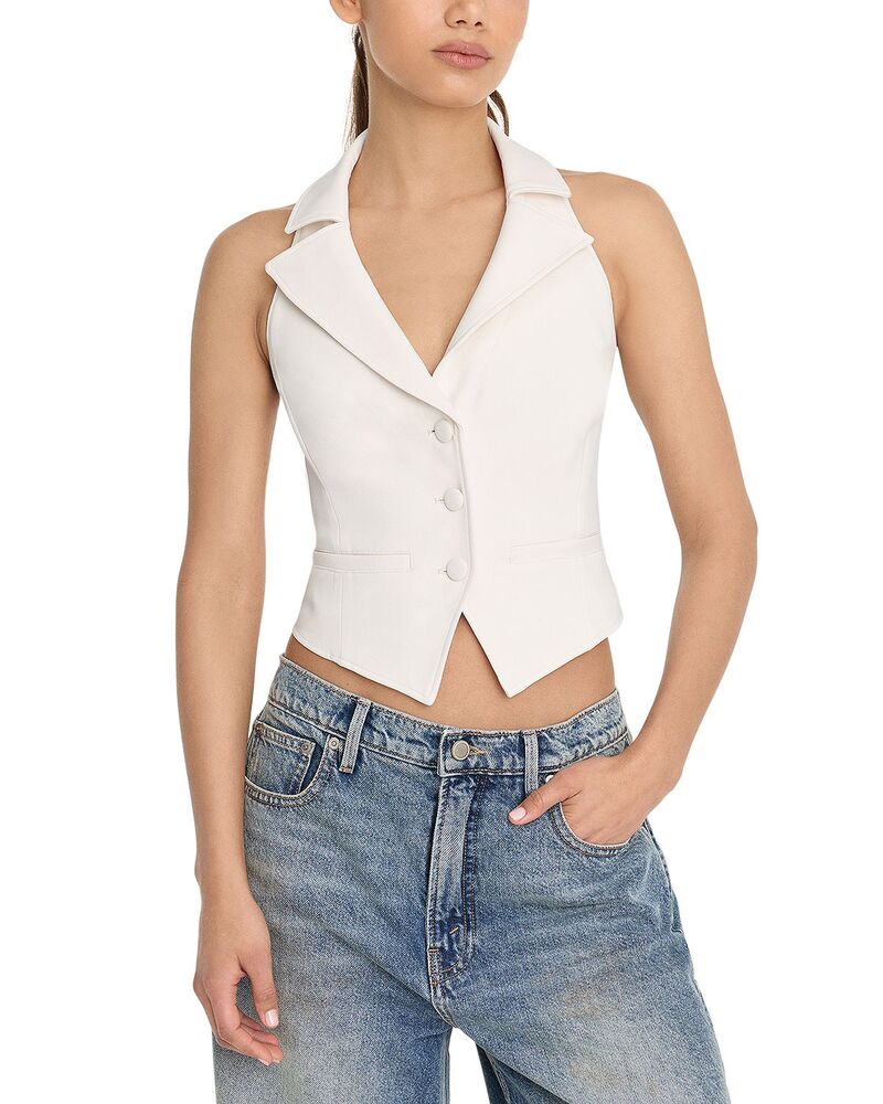 グッドアメリカン レディース アウター ベスト ホルター Good American Luxe Suiting Halter Vest Soft Shell｜ReVida 店
