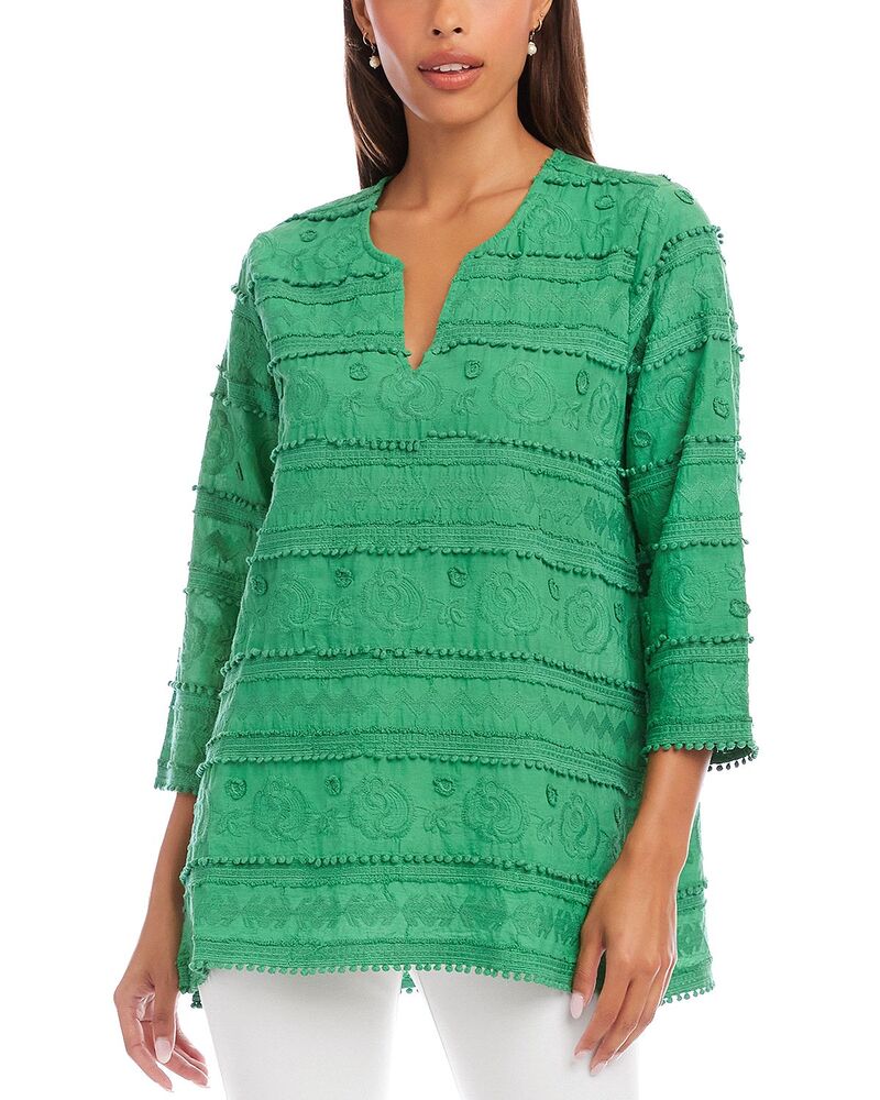 カレンケーン レディース トップス シャツ 刺繍 Karen Kanembroidered Pom Tunic Green グリーン