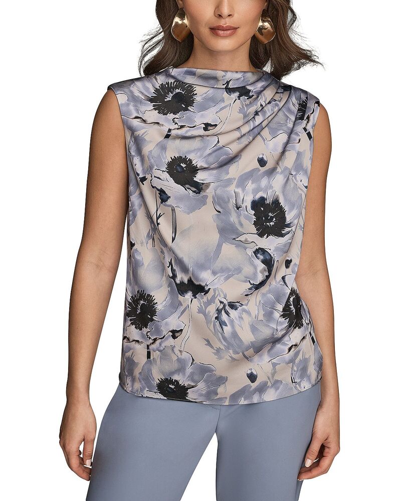 ダナ キャラン ニューヨーク レディース トップス シャツ ノースリーブラウス Donna Karanew York Gathered Shoulder Sleeveless Blouse Vapor/ Tempest