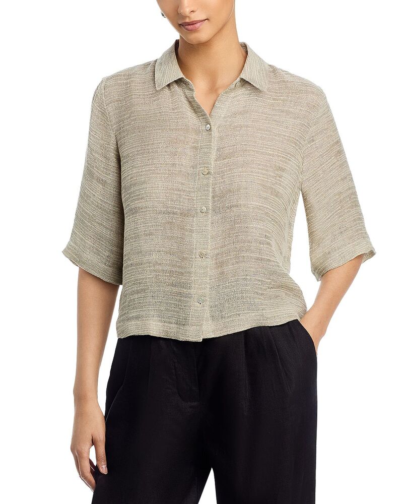 エイリーンフィッシャー レディース トップス シャツ Eileen Fisher Classicollar Elbow Sleeve Shirt Natural|ReVida 店