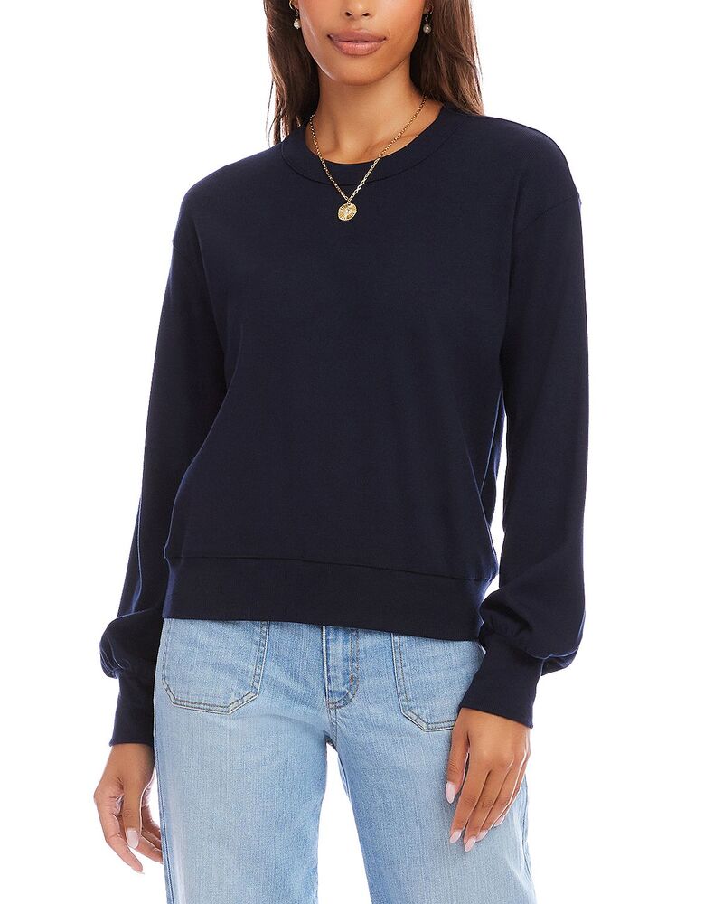 カレンケーン レディース トップス シャツ リブ Karen Kane Long Sleeve Ribbed Top Navy ネイビー