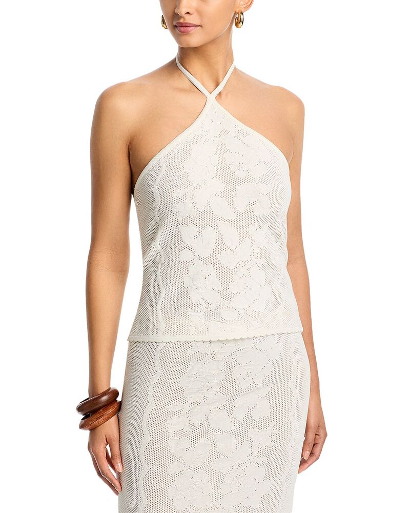 アクア レディース トップス シャツ レース ホルター AQUA Placed Crochet Halter Top - Exclusive Ivory アイボリー