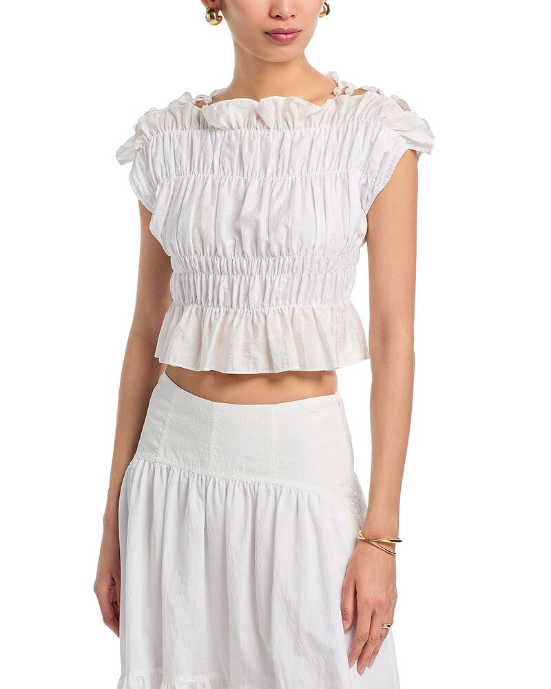 サンク セプト レディース トップス シャツ クロップド Cinq Sept Evalina Cropped Top White ホワイト|ReVida 店