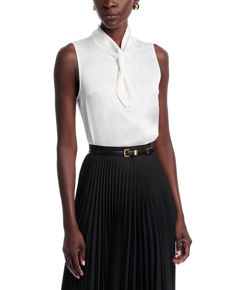 ミソック レディース トップス シャツ クレープ ブラウス Misook Crepe de Chine Blouse White ホワイト｜ReVida 店
