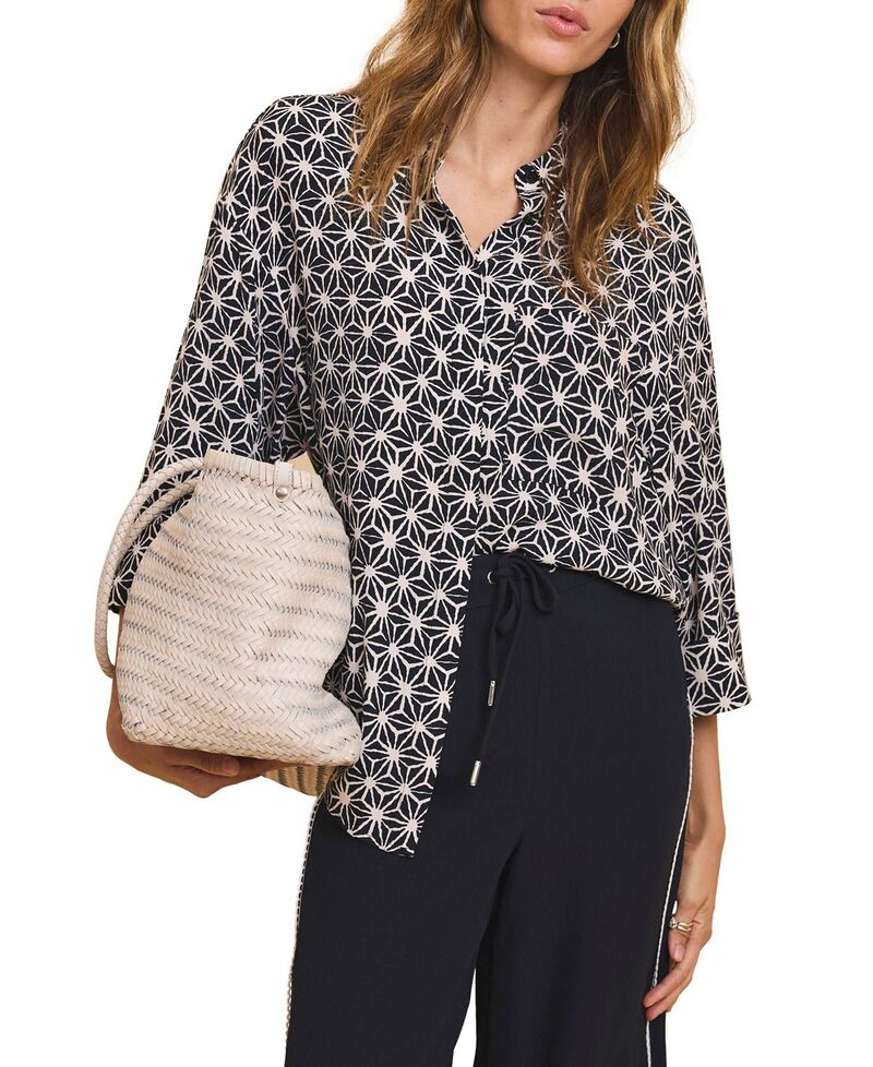 ミルトンベルベット レディース トップス シャツ プリント Mint Velvet Women's Geometric Print Resort Shirt Blue ブルー｜ReVida 店