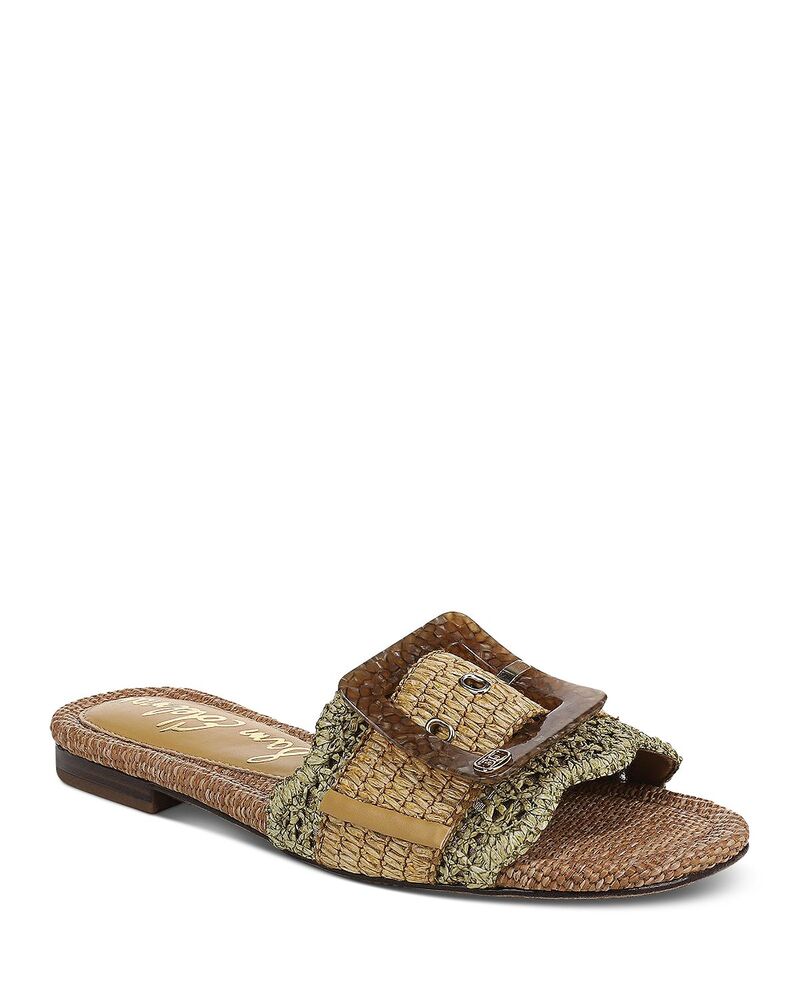 サムエデルマン レディース シューズ サンダル Sam Edelman Women's Bambi Buckled Woven Slide Sandals Washed Sage/Amber Tan アンバー