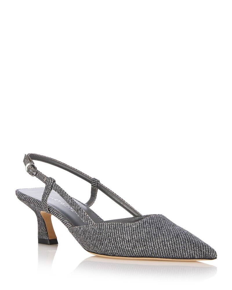 スチュアート ワイツマン レディース シューズ パンプス Stuart Weitzman Women's Vinnie 50 Slingback Pumps Black/White ホワイト｜ReVida 店
