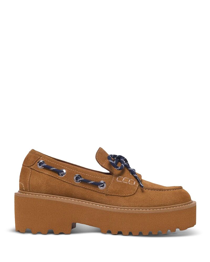 マージュ レディース シューズ スリッポン・ローファー プラットホーム スエードクロス Maje Women\u0027suede Platform Boat Shoe Loafers Caramel