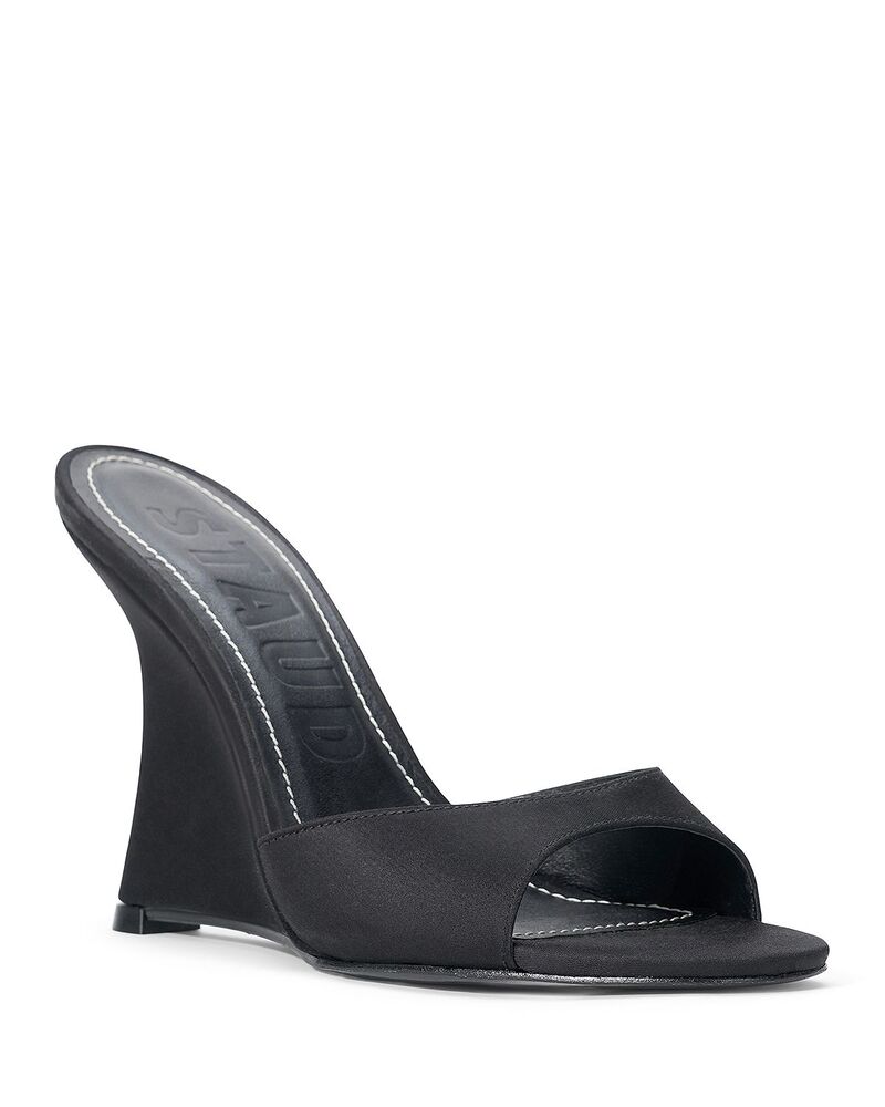 スタウド レディース シューズ サンダル サテン ヒール STAUD Women's Brigitte Satin Higheel Wedge Sandals Black ブラック｜ReVida 店