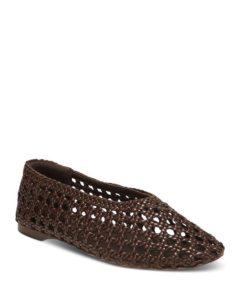 サムエデルマン レディース シューズ パンプス なめし革 Sam Edelman Women\u0027shira Woven Leather Ballet Flats Dark Brown 赤銅色