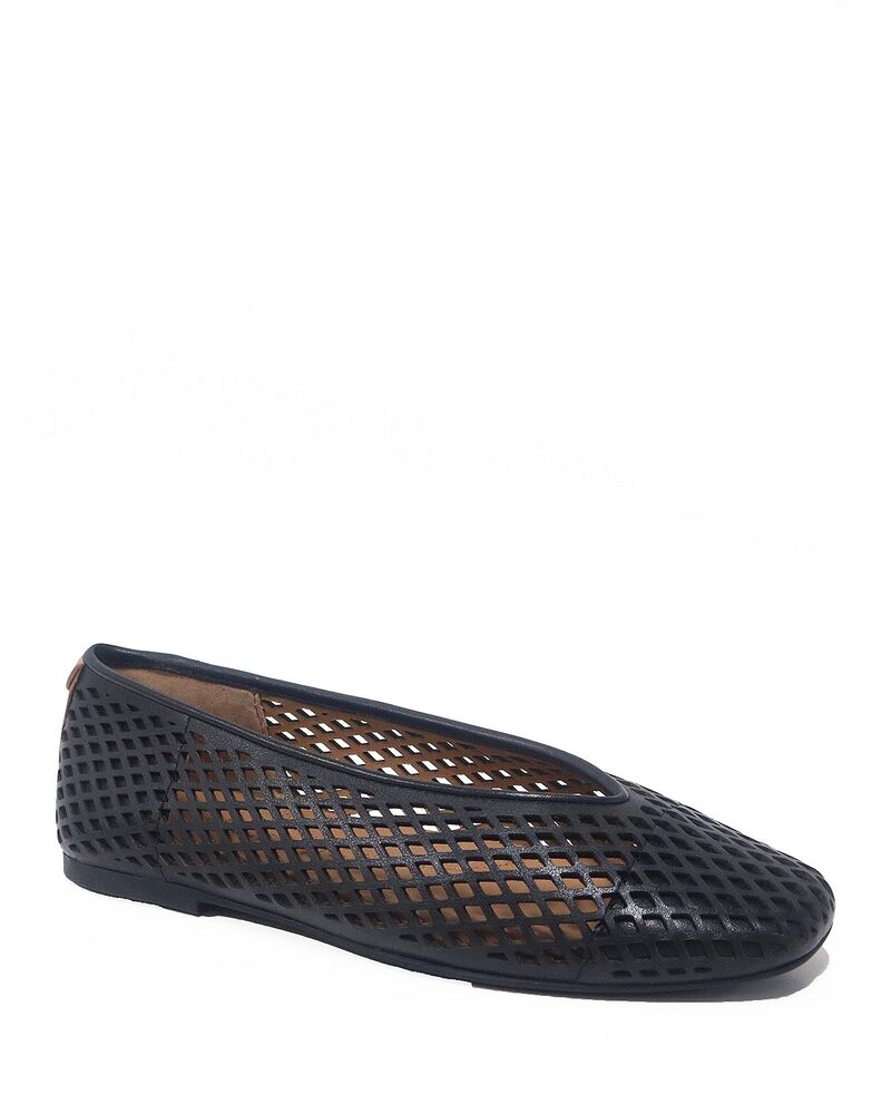 ケネスコール レディース シューズ パンプス なめし革 Gentle Souls by Kenneth Cole Women\u0027s Willow Perforated Leather Ballet Flats Black Leather 黒いこと