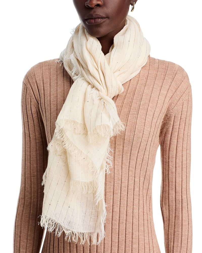 ファビアナ フィリッピ レディース 付属品 えり巻き・袈裟・えり巻き スパンコール リネン Fabiana Filippi Linen Blend Sequin Scarf Light Beige ベージュ
