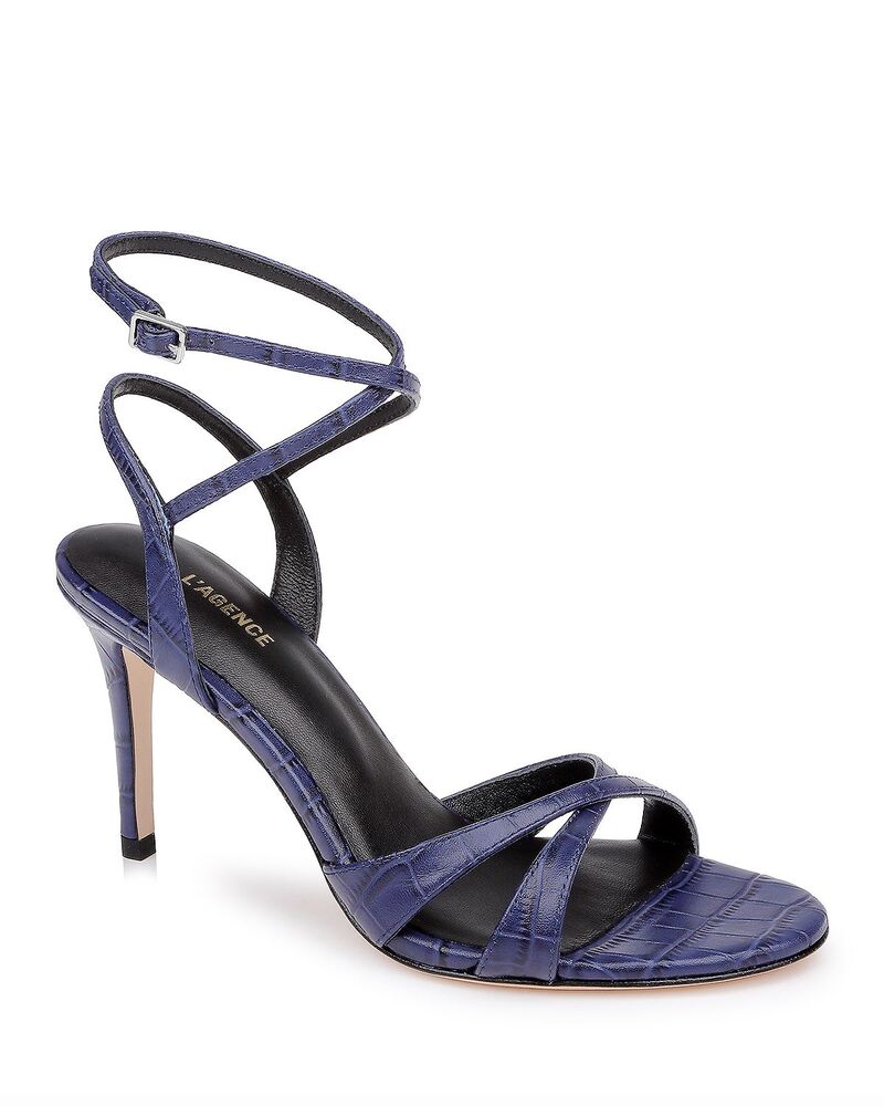 ラジャンス レディース シューズ サンダル L'AGENCE Women's Miranda Strappy Sandals Midnight Croco|ReVida 店