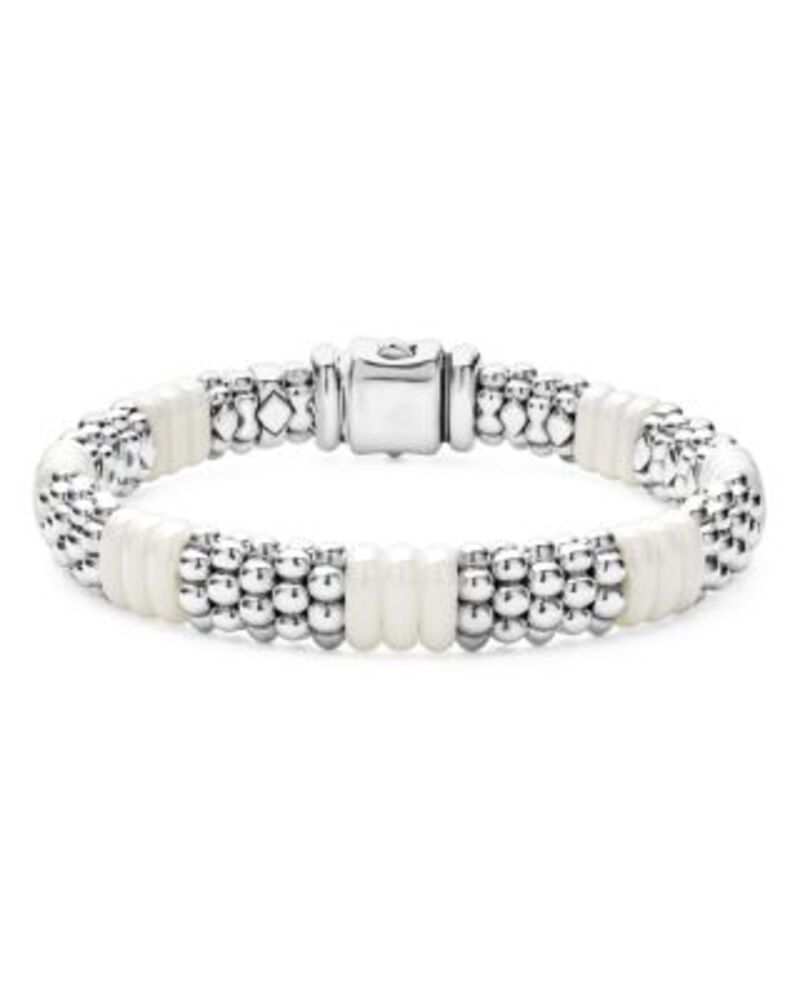 ラゴス メンズ アクセサリー ブレスレット・バングル・アンクレット LAGOS 18K Yellow Gold & Sterling Silver White Ceramic Rondelle & Caviar Bead Statement Bracelets One-Size ホワイト