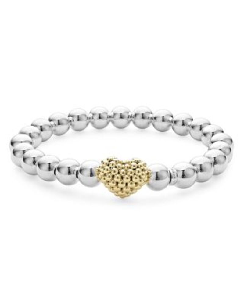 ラゴス レディース アクセサリー ブレスレット・バングル・アンクレット LAGOS 18K Yellow & Sterling Silver Signature Caviar Heart Beaded Stretch Bracelet One-Size イエロー