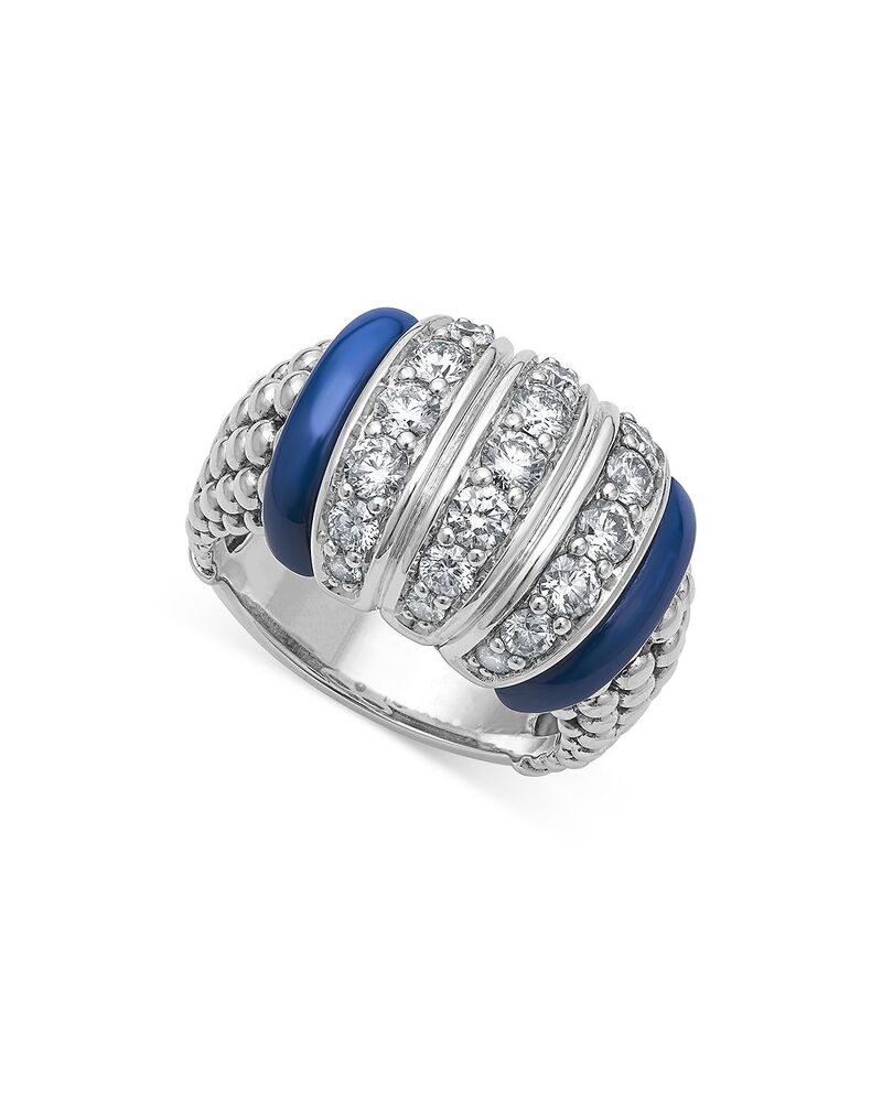 ラゴス レディース アクセサリー リング LAGOSterling Silver Diamond & Ceramic Blue Caviaring Blue/White ホワイト