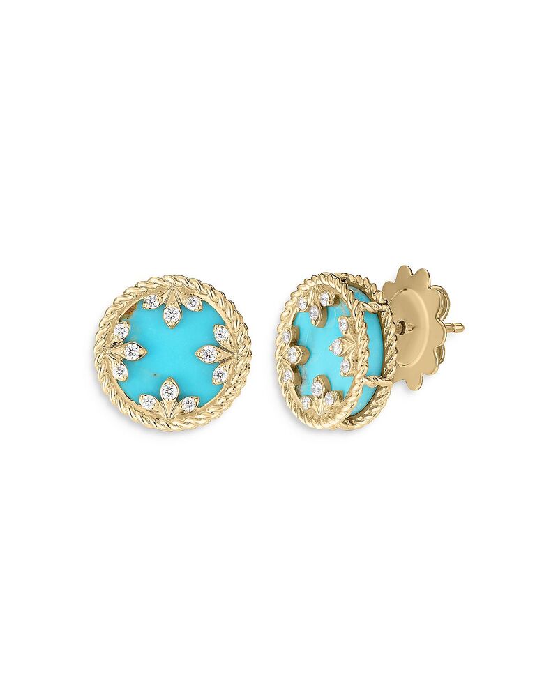 ロバートコイン レディース アクセサリー ピアス・イヤリング Roberto Coin 18K Yellow Gold Venetian Princess Medallion Diamond Stud Earrings Blue/Gold ブルー