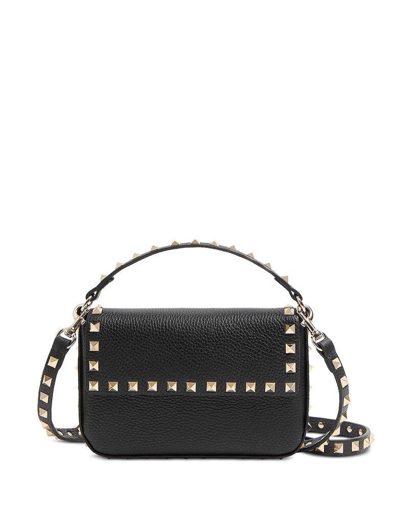 ヴァレンティノ レディース バッグ レザー Valentino Garavani Rockstud Pebbled Leather Shoulder Bag Black ブラック