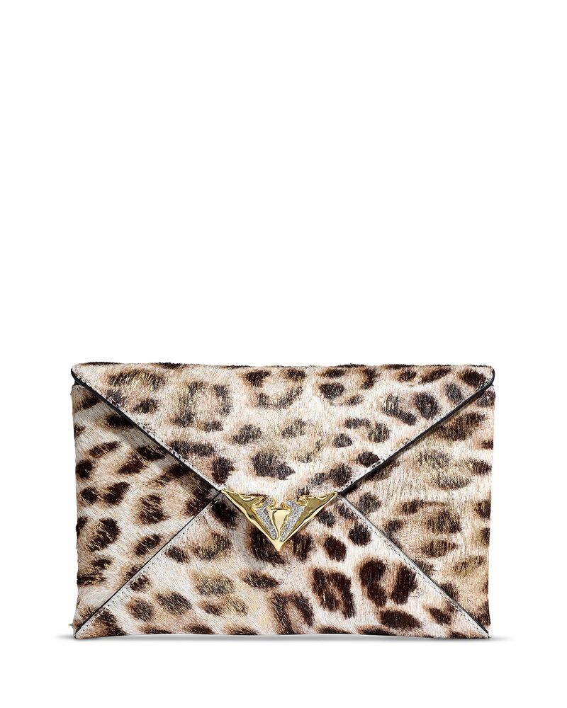 アレクシス ビッター レディース バッグ プリント Alexis Bittar Leopard Print Calf Hair Envelope Clutch Metallic Leopard メタリック