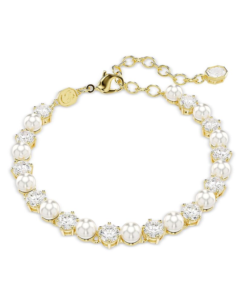 スワロフスキー レディース アクセサリー ブレスレット・バングル・アンクレット Swarovski Matrix Cubic Zirconia & Imitation Pearl Tennis Bracelet Gold ゴールド