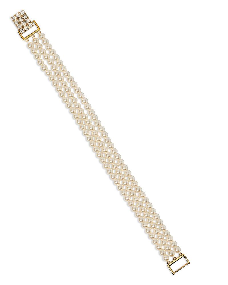 ナディール レディース アクセサリー ブレスレット・バングル・アンクレット Nadri Madrid Triple Strand Imitation Pearl Bracelet Gold ゴールド