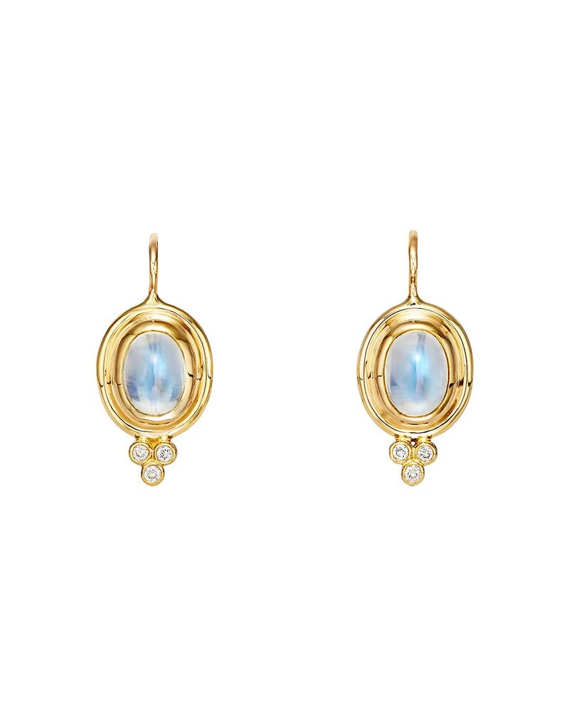 テンプル セント クレア レディース アクセサリー ピアス・イヤリング Temple St. Clair 18K Yellow Gold Small Classic Oval Earrings with Blue Moonstone & Diamonds Blue/Gold ブルー
