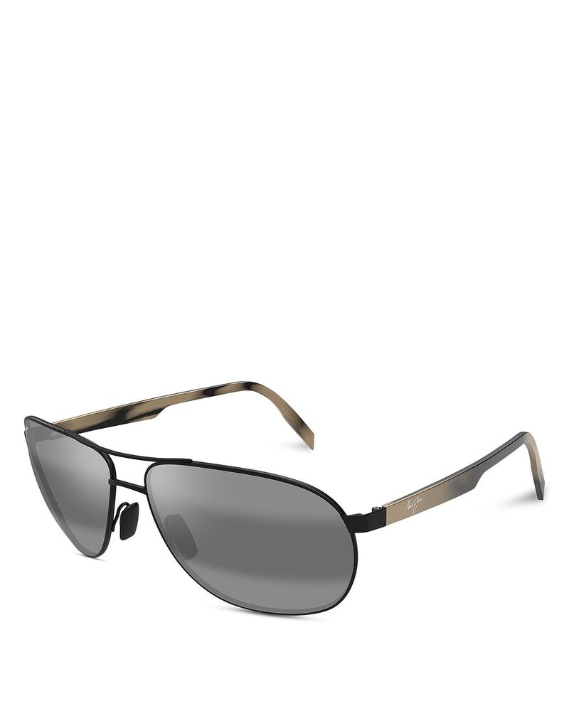 マウイ体育館 レディース 添え物 サングラス・アイウェア Maui Jim Castles Polarized Pilot Sunglasses 62粍 Black 黒いこと