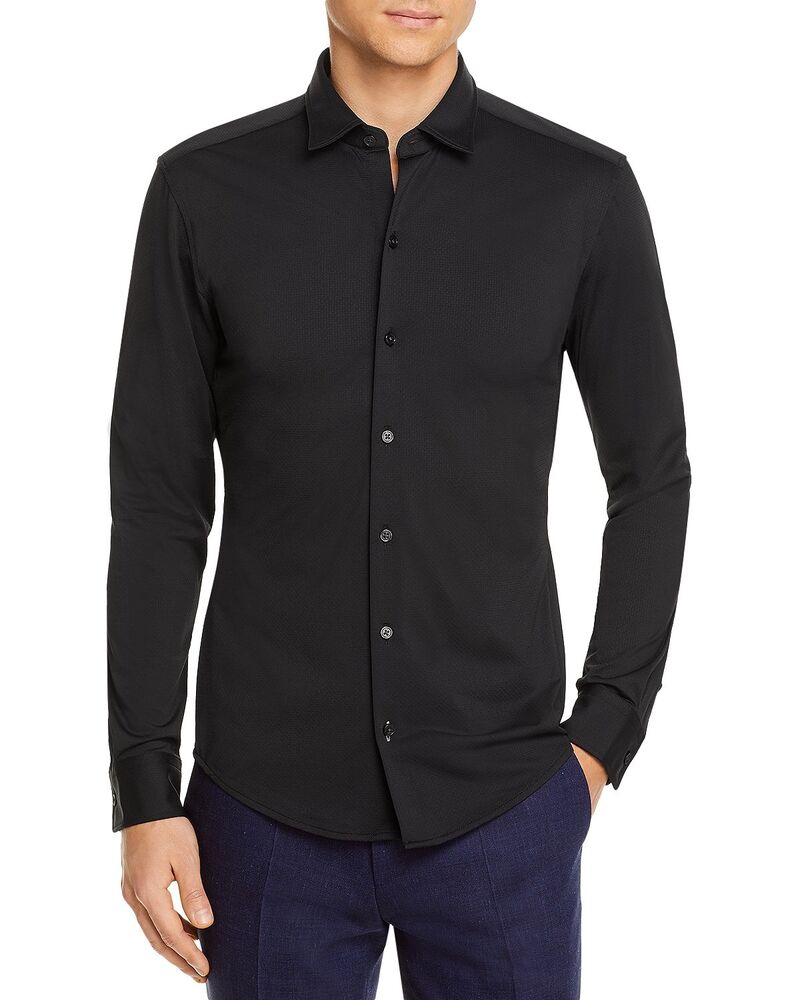 ボス メンズ トップス シャツ BOSS Robbie Sharp Fit Shirt Black ブラック