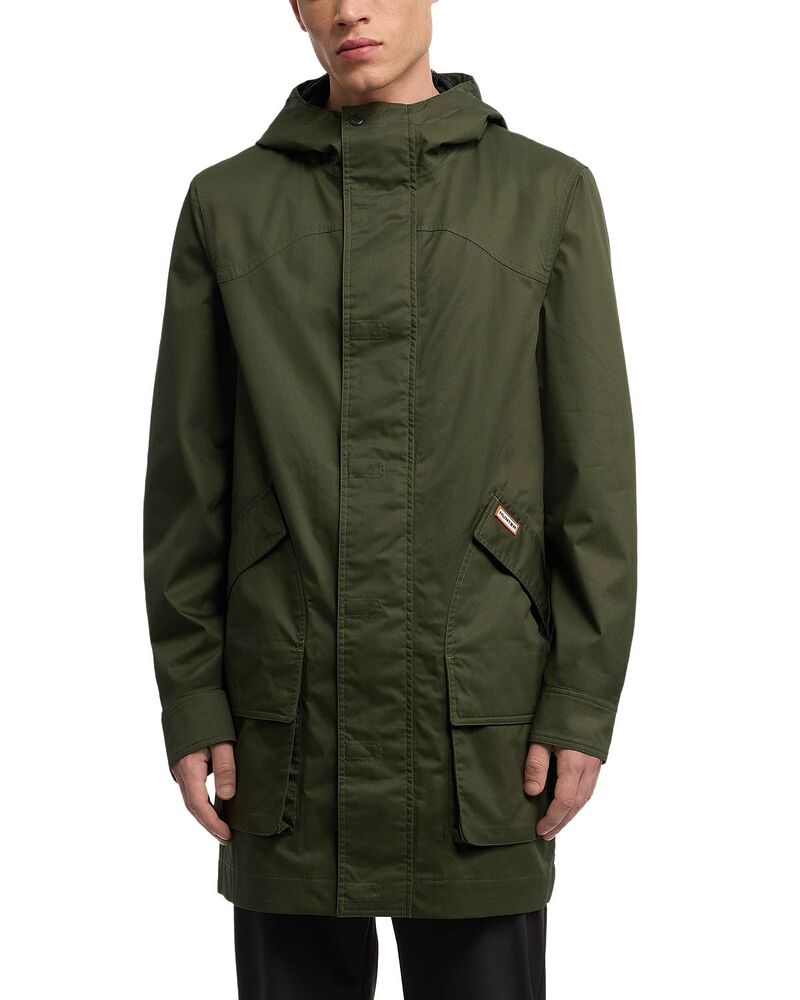 山立ち メンズ アウター 上衣・上衣 綿織物 厚地の外套 落ちこむ Hunter Downing Coated Cotton Hooded Rain Jacket Hunter Green 緑であること