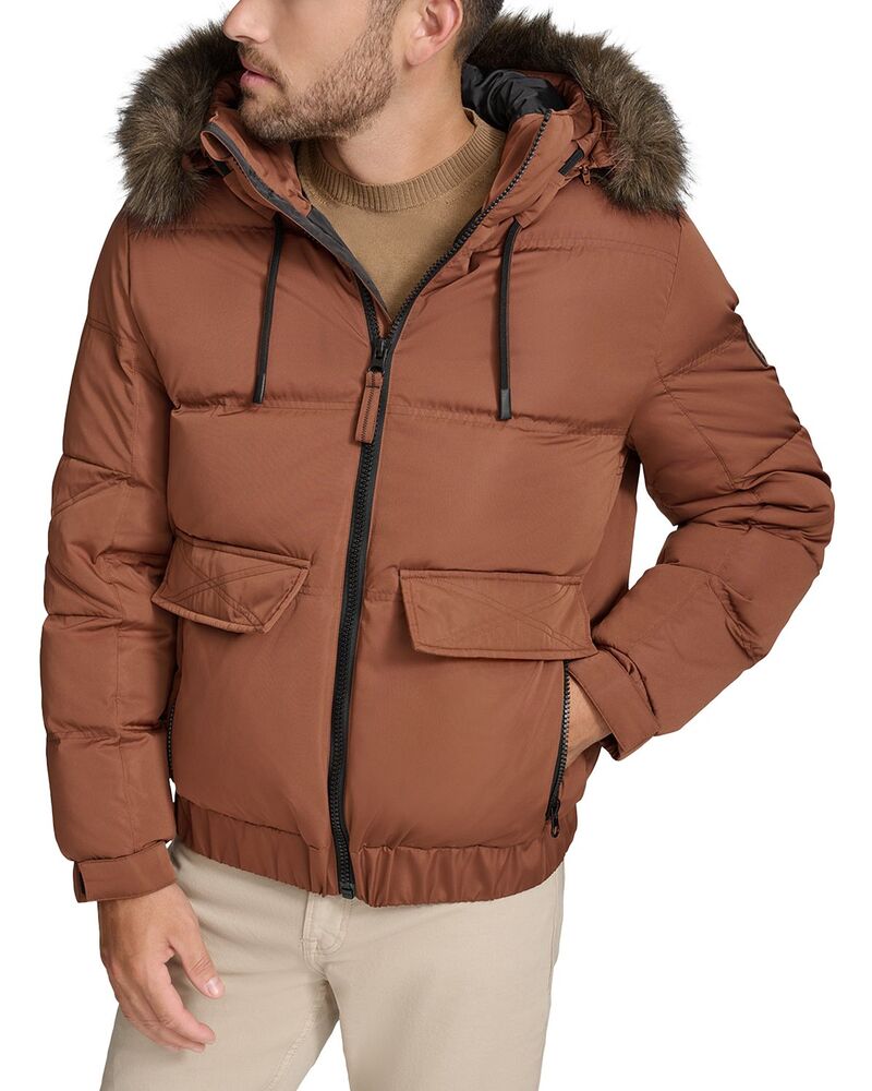 アンドリューマーク メンズ アウター ジャケット・ブルゾン Andrew Marc Lithgow Bomber Jacket with Removable Hood Copper