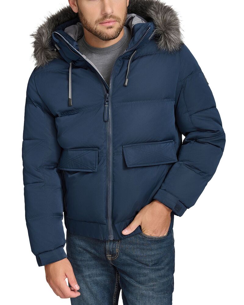アンドリューマーク メンズ アウター ジャケット・ブルゾン Andrew Marc Lithgow Bomber Jacket with Removable Hood Ink